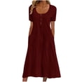 thumbnail image 1 of Robe d'Été Décontractée à Œillets pour Femmes, Robe Maxi Brodée Boho, Robe Longue Plissée, Vêtements Tendance pour Vacances à la Plage 2025, 1 of 6