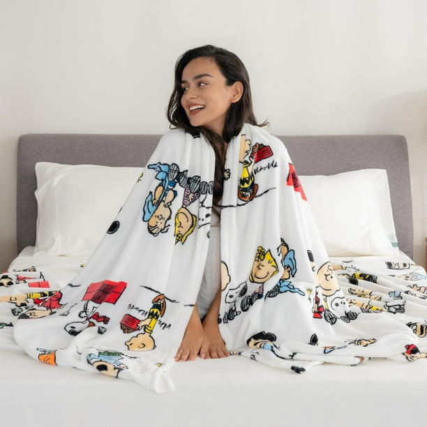 Berkshire Blanket Peanuts VelvetLoft Cute Character Snoopy Plush Blanket Peanuts Stripe Multi Twin 60 in x 90 in Official Peanuts Product Walmart