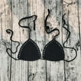 thumbnail image 3 of Prolriy Bikini Tops for Women, Women's Summer Solid Color Hand Crochet Swimsuit Euramerican Swimsuit Bikini Top Bras for Women, Womens Bras Black M, 3 of 3
