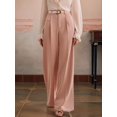 thumbnail image 5 of Women High Waist Floor-Length Straight Wide Leg Commute Suit Trousers Business Casual with Pockets Pink S, 5 of 9
