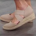 thumbnail image 6 of Penkiiy Women's Closed Toe Crisscross Elastic Ankle Strap Platform Espadrille Wedge Sandals 40 Beige, 6 of 6