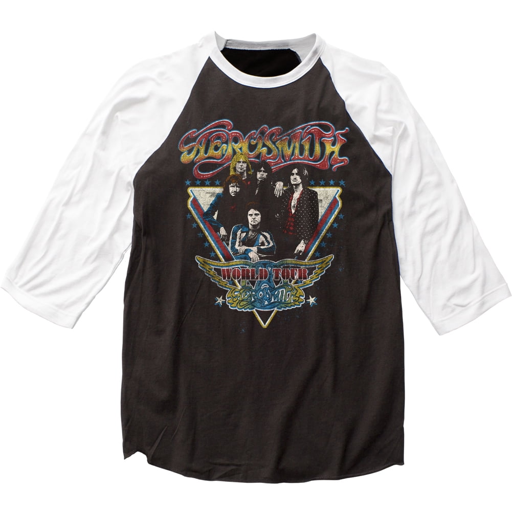 Aerosmith Rock Band Music Group World Tour Adult Baseball Jersey T
