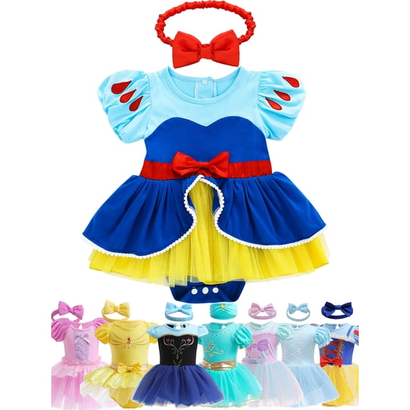 HWJAD 3-18M Baby Girls Dress Up Princess Clothes Set Romper Tulle Dress Christmas Birthday Party Tutu Dresses with Headband
