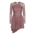 thumbnail image 3 of iiniim Women's Figure Ice Skating Dress Long Sleeve Rhinestones Roller Skating Lyrical Dancewear Dusty Pink XXL, 3 of 7