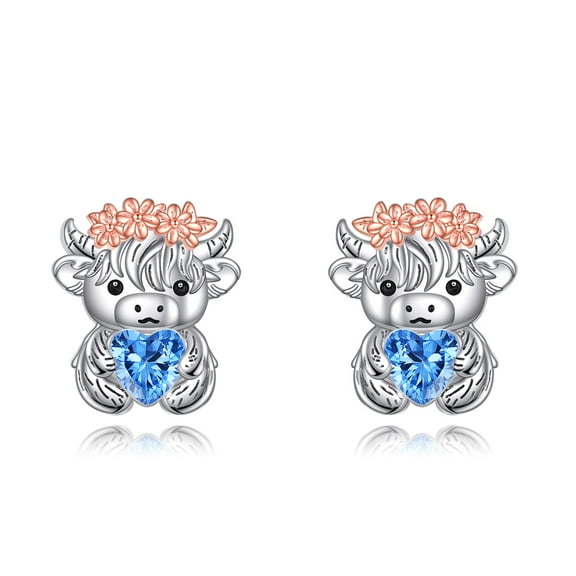 Highland Cow Stud Earrings for Women 925 Sterling Silver Cow Earrings Cute Animal Jewelry Gifts