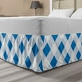 thumbnail image 1 of Blue and White Bed Skirt, Gingham Checkered Picnic Pattern Traditional Plaid Tartan Rhombus Grid, Elastic Bedskirt Dust Ruffle Wrap Around for Bedding Decor, 4 Sizes, Azure Blue White, by Ambesonne, 1 of 2