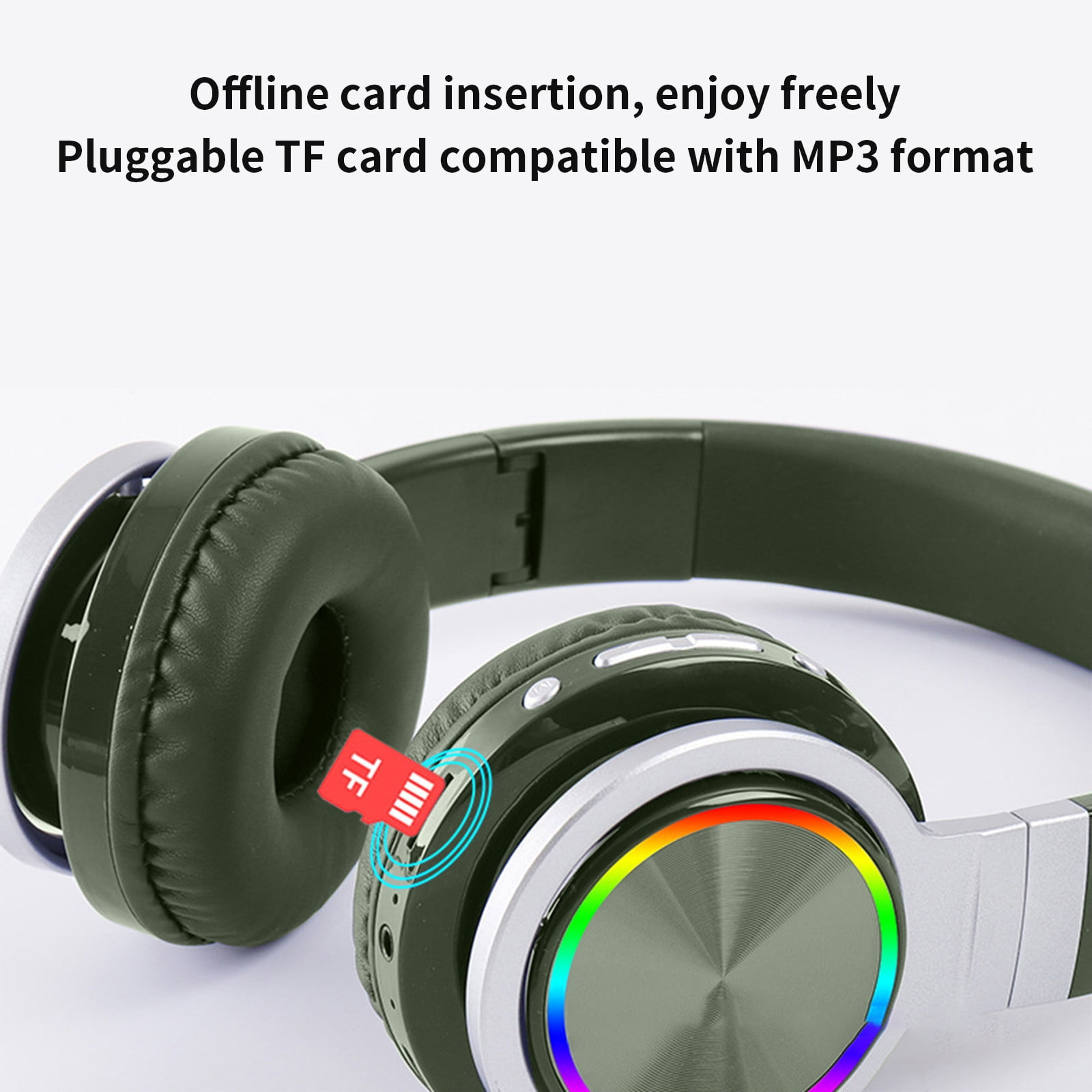 Bluetooth Headphones Over Ear, 65H Playtime and 6 EQ Music Modes Wireless Headphones with Microphone, HiFi Stereo Foldable Lightweight Headset, Deep Bass for Home Office Cellphone PC Ect.(Army Green)