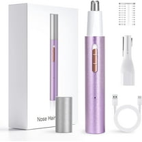 USB Rechargeable Nose Hair Trimmer for Men Women,4 in 1 Painless Eyebrow & Facial Hair Trimmer with Powerful Motor and Dual-Edge Blades for Ear & Beard,Easy Cleansing
