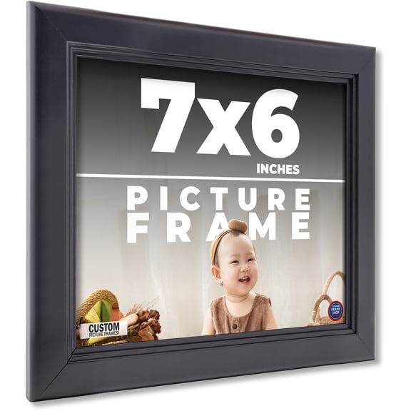 7x6 Frame Black Passaggi Solid Wood Picture Frame Width 1.5 Inches | Interior Frame Depth 0.5
