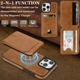 thumbnail image 3 of Allytechgroup 2 In 1 Wallet Case for Apple iPhone 14, Detachable Magnetic Back Cover Cards Holder with ID Window Stand RFID Blocking Shockproof Retro PU Leather Phone Case,Darkbrown, 3 of 11
