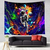 Blacklight Astronaut Space Tapestry, Cool Reactive Galaxy Universe Planet Glow In Dark Tapestries For Astronaut, Men Poster Tapestry Bedroom Living Room Dormitory, 60X40IN