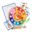 thumbnail image 3 of Reloj didáctico de madera para aprender hora, ayuda didáctica, actividades de aprendizaje, juguete sensorial educativo para niños pequeños de 3, 4, 3 of 8