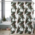 thumbnail image 2 of Christmas Bathroom Shower Curtain Vintage Pine Tree Leaf Pine Fruit Winter Plant Farm Waterproof Washable Shower Curtains for Bathtub Bath Decor with Grommets and Hook 36 X 72 Inch, 2 of 8