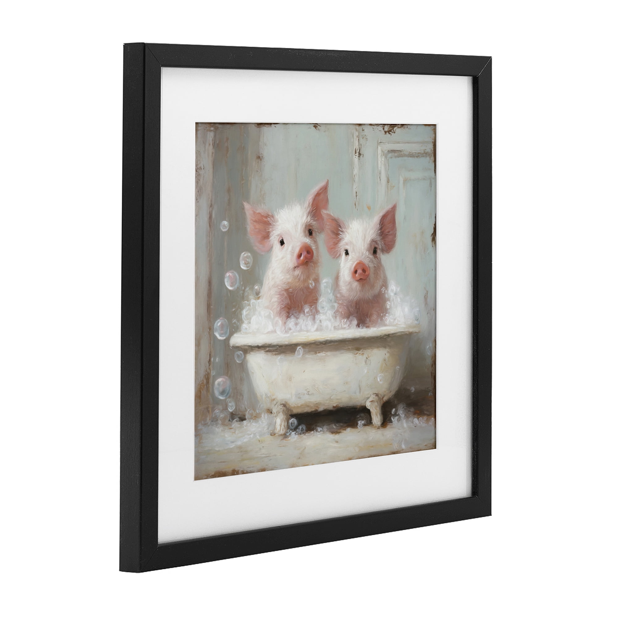 Stupell Industries Piglet Bubble Bath Black Framed Print Under Glass, design by Tina LeCour