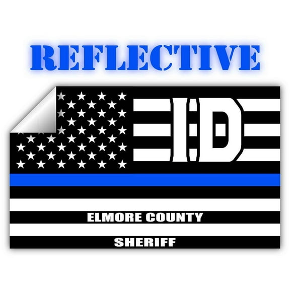 Reflective Elmore County Idaho ID Thin Blue Line Stealthy Old Glory USA Flag | Honoring Law Enforcement Officers Sheriffs | County State Decal Bumper Sticker 3M Vinyl 3" x 5"