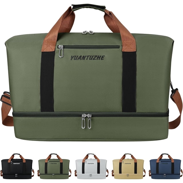 Maleta Deportiva, Bolsa de Deporte Gym, Bolsa para Gym de Separación Húmedo y Seco, Bolsa de Viaje con Compartimento para Zapatos, para Mujeres y Hombres, para Gimnasio, Natación (Verde Militar)