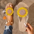 thumbnail image 2 of Hurxie Women's Floral Flip Flops Flat Sandals Open Toe Slip On Beach Vacation Slippers Yellow, 2 of 6