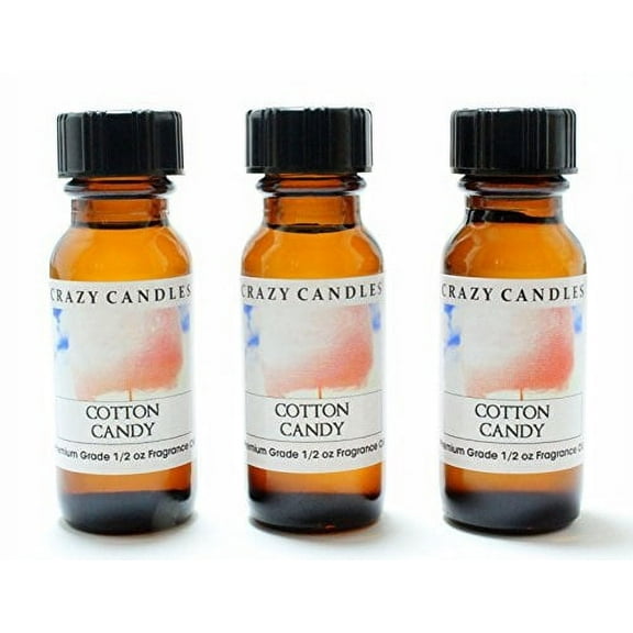 Cotton Candy 3 Bottles 1/2 FL Oz Each 15ml Premium Grade Scented Fragrance Oil by Crazy Candles