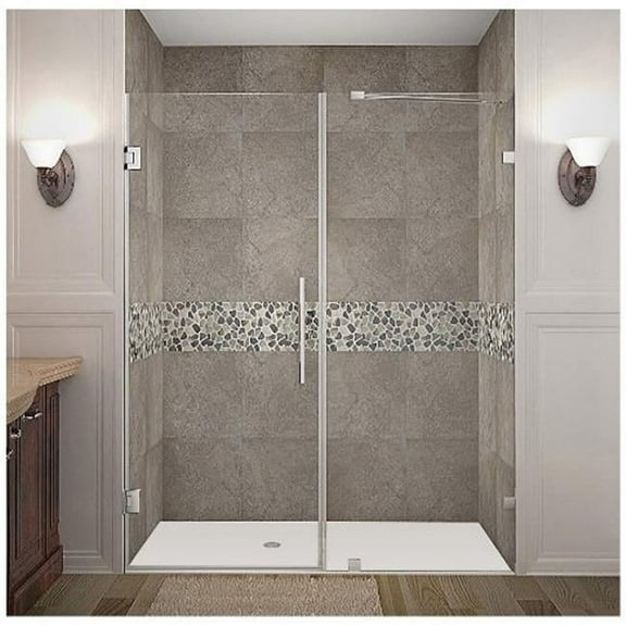 Nautis 61 x 72 in. Completely Frameless Hinged Shower Door in Chrome