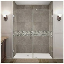 AstonGlobal SDR985-SS-61-10 Nautis 61 x 72 in. Completely Frameless Hinged Shower Door in Stainless Steel