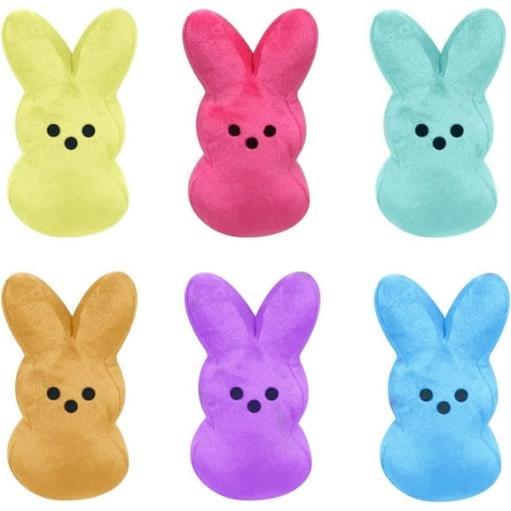 Farship Easter Bunny Plush Toys 6Pcs Easter Peep Plush Cute Animal Bunny Stuffed Doll Toy Easter Basket Stuffers Gift Toys for Kids