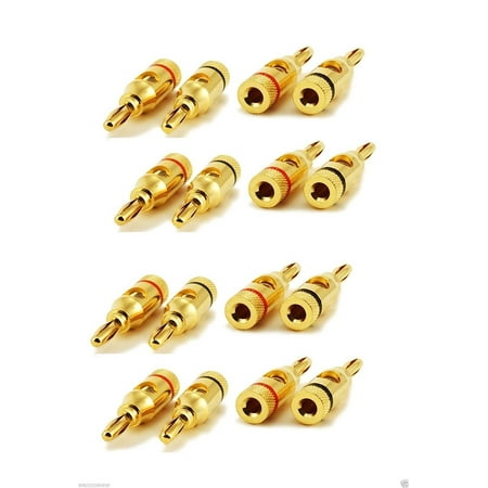Banana Plug 8 Pair 8 PAIR OF Gold Plated Speaker Banana Plugs Open Screw Type, 8 PAIR OF High-Quality Gold Plated Speaker Banana Plugs Open Screw Type By WennoW ()