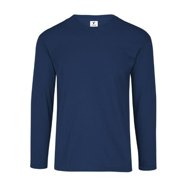 Playera Cuello Redondo Manga Larga para Caballero, Color Marino, Talla Doble Extra Grande, 100% Poliéster. Yazbek C1304