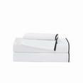 thumbnail image 6 of Brooklyn Loom Merrowed Edge Cotton Percale 100% Cotton Deep Pocket 4 Piece Queen Sheet Set in White and Black, All Season, Adult Size, OEKO-TEX Certified, 6 of 8