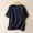 Navy, variant on Womens Linen Shirt Blusas De Lino Para Mujer Linen Blouses for Women Tops For Women Floral Cotton Linen Tunic Tshirt Tee Women 3/4 Sleeve V Neck Button Boho Ethnic White