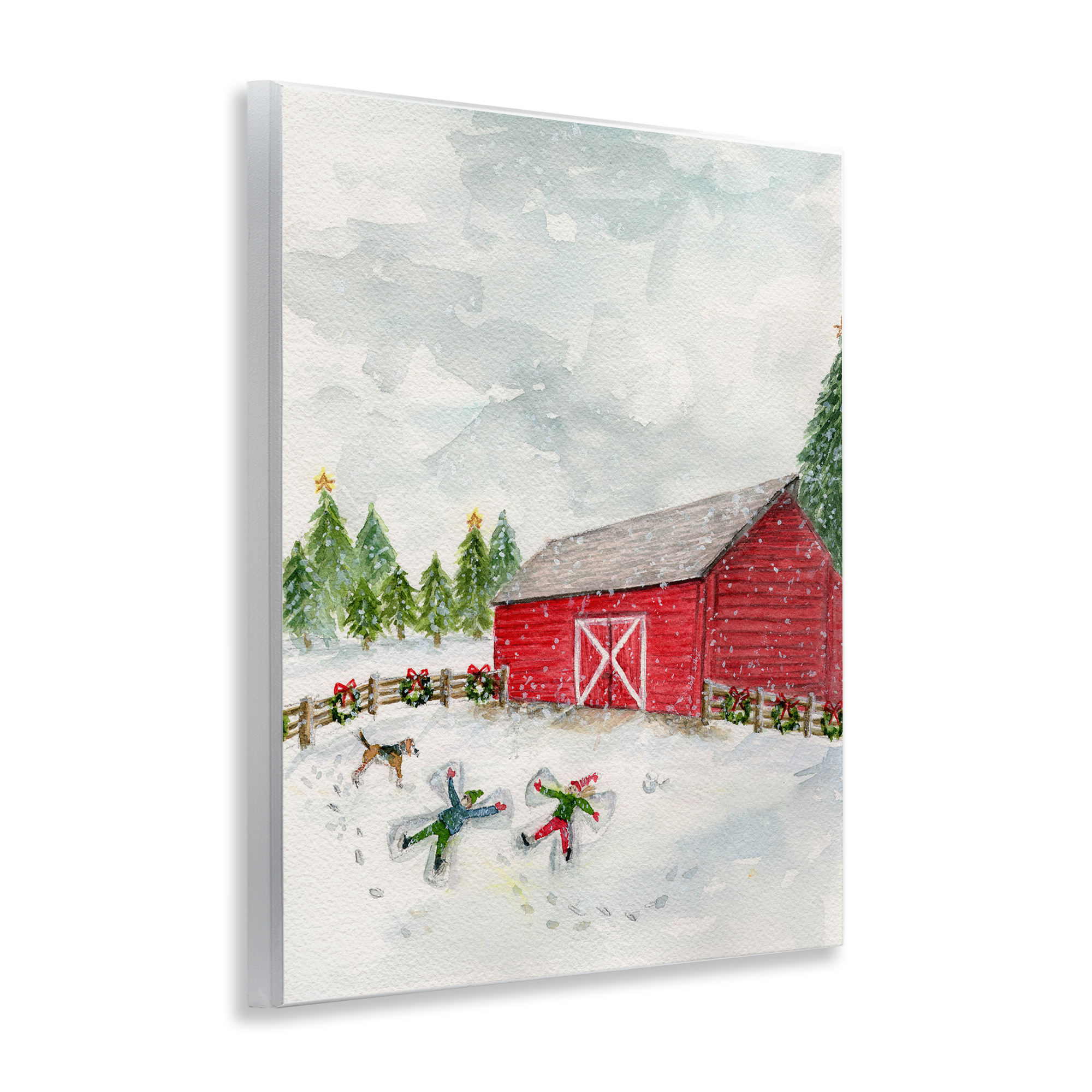 Stupell Industries New England Snow Angels Holiday Painting Unframed Art Print Wall Art, 11 x 14