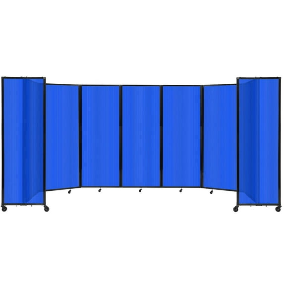 Versare Polycarbonate Room Divider 360 Portable Wall Partition | Freestanding Office Dividers | Locking Wheels | Privacy Screen Panels - 19'6" x 7'6" Blue Thermoplastic Polymer