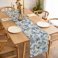 thumbnail image 3 of Vintage Blue Flower Table Runner - 36 Inch Long, Kitchen Dining Table Runner Dresser Scarves, Farmhouse Botanical Floral Retro Farmhouse Decor for Coffee Tables Wedding Party Banquet, 3 of 8