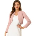 thumbnail image 1 of Cárdigan Crop Top Dobladillo Curvo Frente Abierto Bolero Encogimiento Hombros De Otoño Invierno Para Mujer Rosa XL, 1 of 5