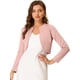thumbnail image 1 of Cárdigan Crop Top Dobladillo Curvo Frente Abierto Bolero Encogimiento Hombros De Otoño Invierno Para Mujer Rosa XL, 1 of 5
