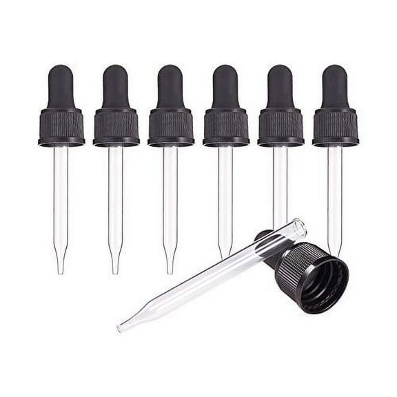 Set of 12 Glass Eye Droppers for Essential Oil 30ml ( 1 Ounce) Pressure Rotating Cover Oil Droppers Pipettes Roller Tops for Essential Oil Bottles