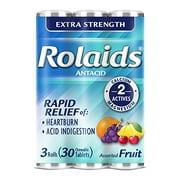 2 Pack - Rolaids Extra Strength Chewable Antacid Tablets Assorted Fruit 30 Each