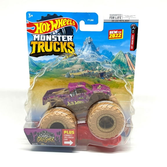 Hot Wheels Monster Trucks Podium Crasher Pink 2022 New Sealed 1:64