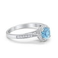 thumbnail image 2 of Halo Promise Round Ring Aquamarine CZ 925 Sterling Silver Size 8, 2 of 3