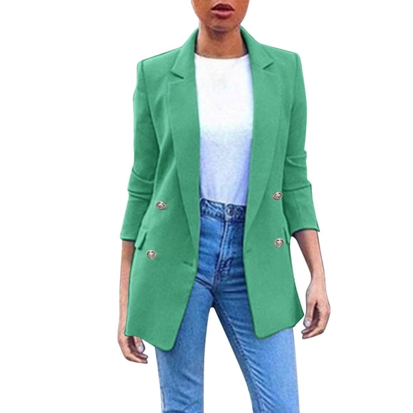 Baberdicy Blazers for Women, Womens Casual Pocket Office Blazer Draped Front Cardigan Jacket Work Suit Womens Blazer Green Xl