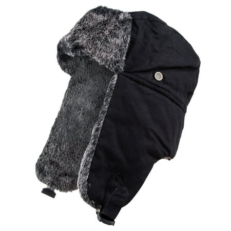 Pierre Cardin Men's Trapper Hat (Faux Fur Black,