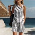 thumbnail image 5 of Dpjklzsn Women's Striped Two Piece Shorts Set, Sleeveless Knot Top and Elastic Waist Shorts Summer Outfit, 5 of 8