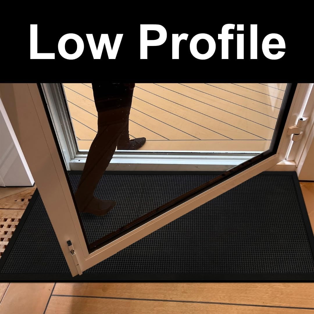 A1HC Natural Rubber Fingertip Entrance Floor Mat, 32"x40", Black Scraper Stud Mat, Premium Non-Slip Door Mat for Home, Garage & Commercial Use
