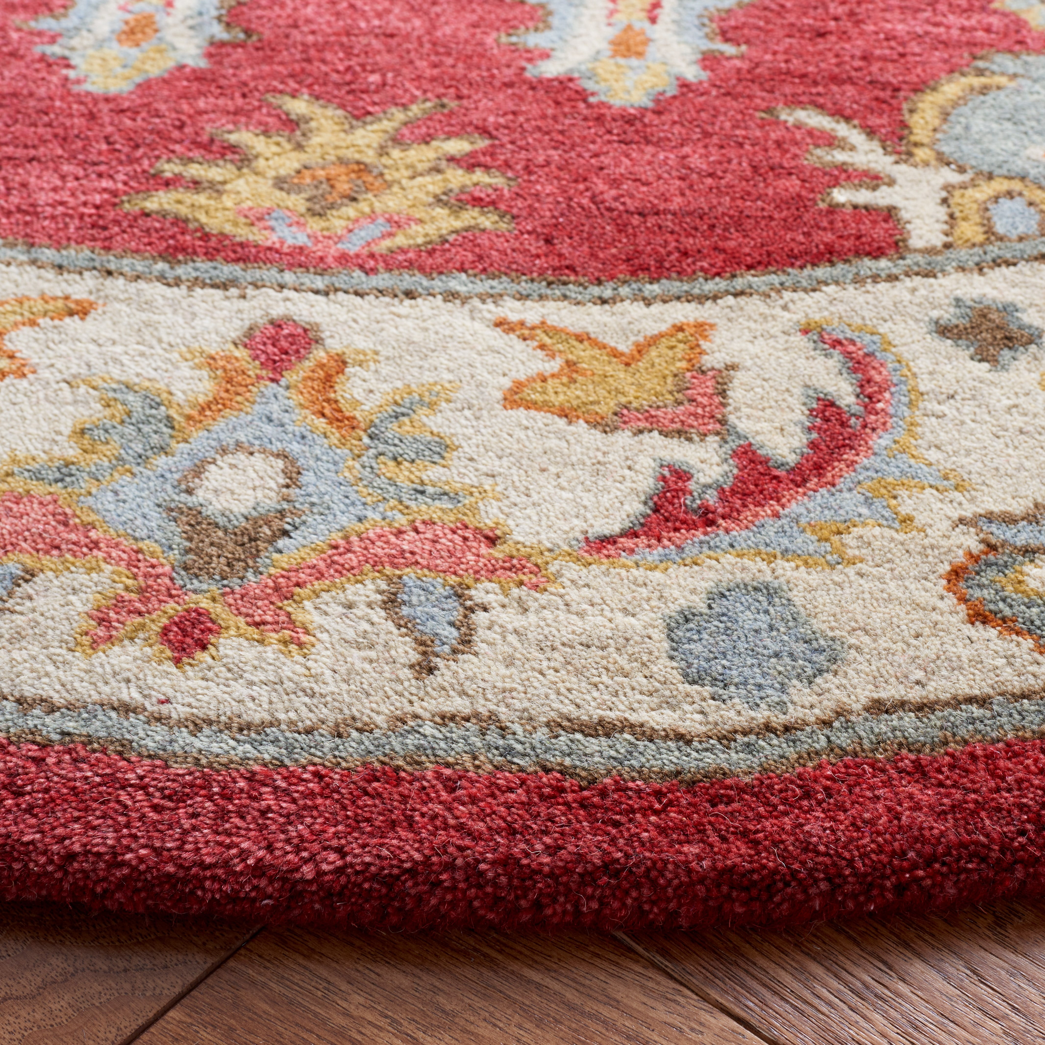 SAFAVIEH Antiquity Christopher Oriental Area Rug, Red/Grey, 6' x 6' Round