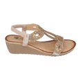 thumbnail image 3 of GC Shoes Womens Rhinestone Strap Wedge Sandals, Open Toe Elastic Sling Back Summer Platform Slide Sandal, Pelle/Gold/7, 3 of 6