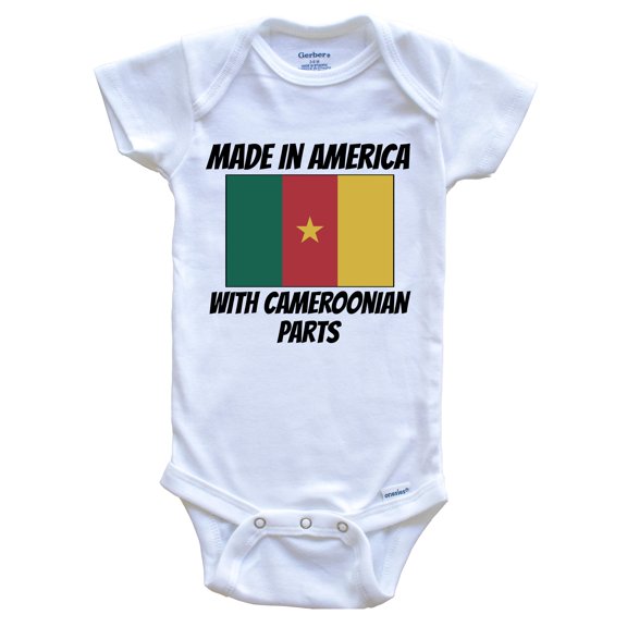 Made In America With Cameroonian Parts Cameroon Flag Funny Baby Bodysuit - Cute One Piece Baby Bodysuit, 0-3 Months White