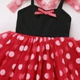 thumbnail image 6 of FYMNSI Little Girls Polka Dots Tulle Spliced Dresses Birthday Party Princess Tutu Dress Bowknot Headband Christmas Outfit 5-6T Red, 6 of 8