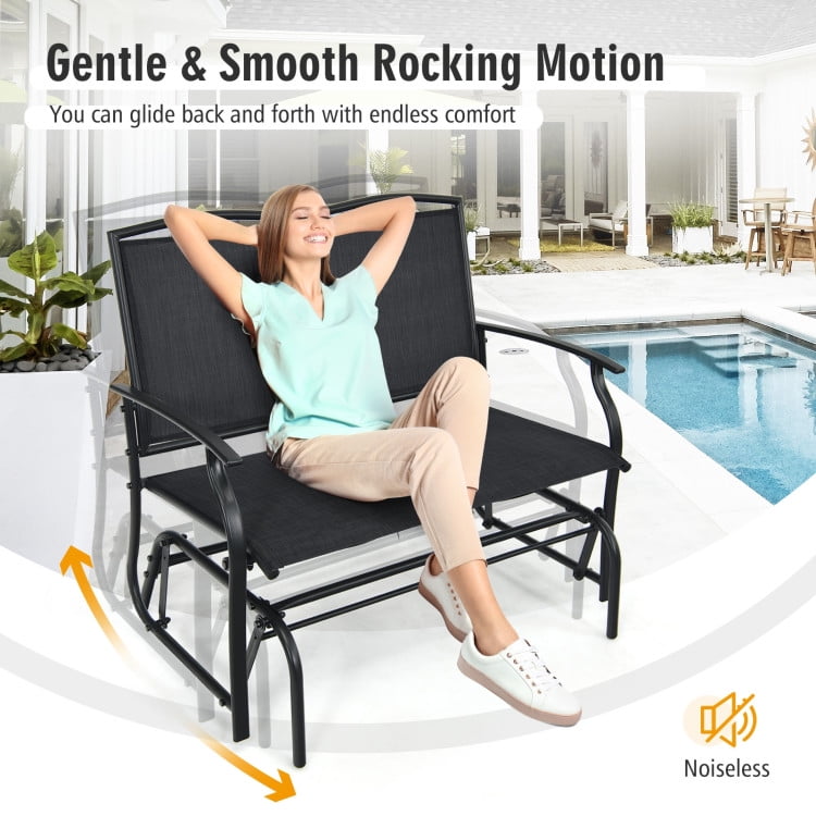 Aimee Lii Outdoor Double Chair, Patio Glider Bench, Porch, Backyard, Sturdy, Black Aimee Lii Outdoor Double Chair, Patio Glider Bench, Porch, Backyard, Sturdy, Black