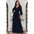 thumbnail image 3 of KOH KOH Long Kimono Sleeve with Sleeves Wrap Fall Winter Empire Waist Flowy Casual Formal Cute Maternity Robe Abaya Tall Maxi Dress Gown For Women Dark Navy Blue X-Large US 14-16 NT023, 3 of 5