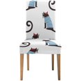 thumbnail image 2 of Funda protectora ABPHQTO para silla con dibujos animados de gato estilo francés juego de 6, 2 of 4