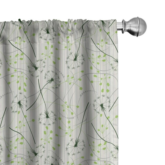 Ambesonne Dandelion Curtains, Blowball Flower Motif, Pair of 28"x84", Apple Green Emerald